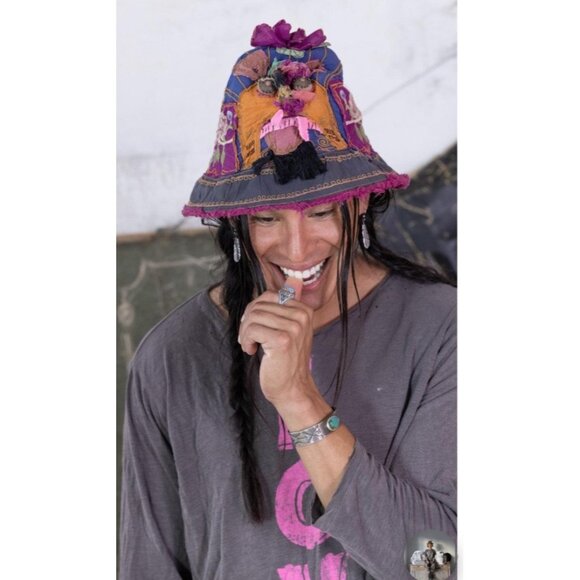 NEW Magnolia Pearl Applique Parnassus Hat Cotton/Silk - Picture 2 of 11